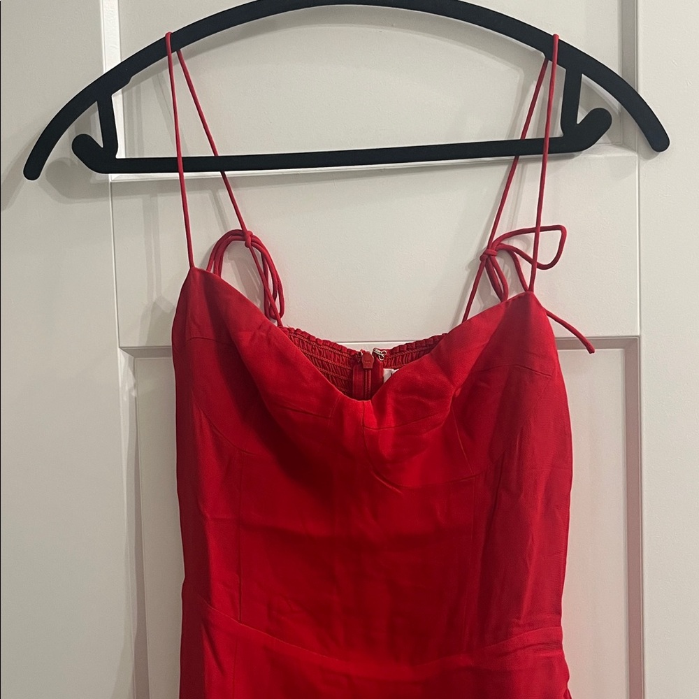 Reformation Kourtney Dress in Cherry Red - Picture 9 of 14
